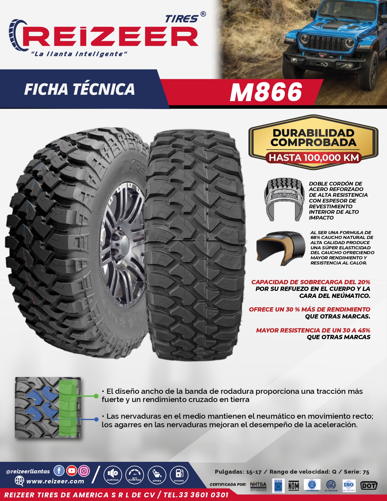 REIZEER M866 <br>33X12.50R15 LT-6PR 108Q<br> - Imagen 3